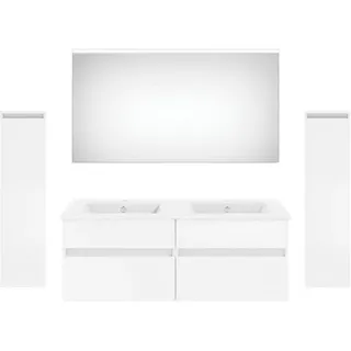 Puris Badezimmer , Weiß Hochglanz , Holzwerkstoff , 180 cm , Goldenes M, Made in Germany , hängend , Badezimmer, Badmöbelsets & Badmöbelserien, Badmöbel-Sets