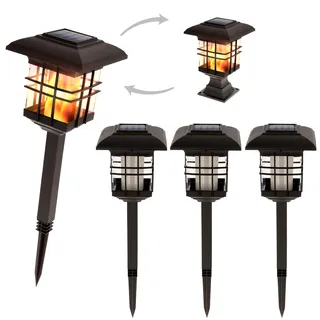 Solarfackel, Feuereffektlicht, Gartenfackeln, 8 Stunden Leuchtdauer, wasserfest, 4er Pack Solarleuchten, inkl. 1 Akku, LED Gartenfackeln, 13,5x46cm, Aktiv