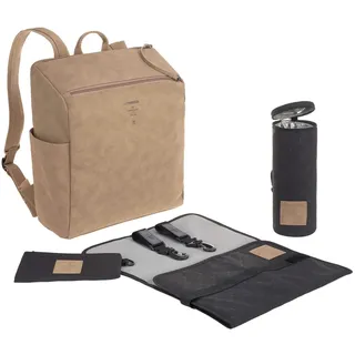 Lässig Wickelrucksack Wickeltasche mit Zubheör veganes Leder/Tender Backpack camel