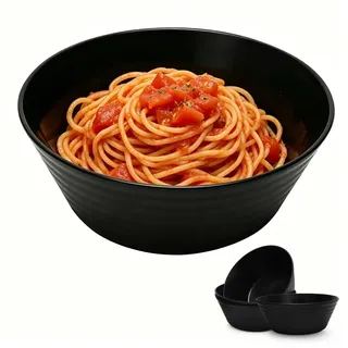 Tutamaz 4er Schüssel 20cm Groß Kunststoffschalen Schüssel Unbreakable Salatschüssel, Mikrowellen & Spülmaschinenfest, Plastikschüssel für Müsli, Salate, Pasta, Picknick, Zuhause,Schwarz