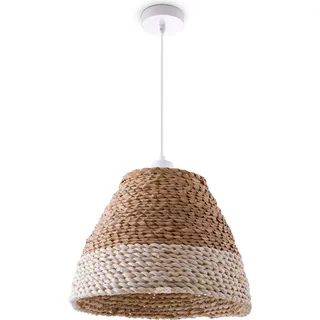 Pendelleuchte Esstischlampe Esszimmer Korb Optik 1,5m Textilkabel Rustikal Boho - Beige