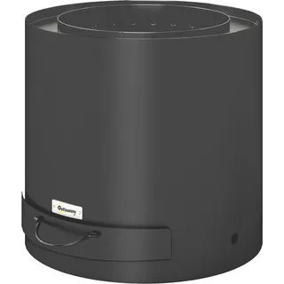 Feuerschale Ø45 x 42cm aus Stahl Feuerstelle mit Schürhaken Aschenwanne Feuerschalen für Garten, Balkon Terrasse, Outdoor BBQ Camping Schwarz |