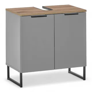 Denver Badezimmer Waschbeckenunterschrank in Grau/Evoke Eiche Optik FSC-Zertifiziert - Bad Unterschrank Badezimmerschrank mit viel Stauraum - 60 x 60 x 35 cm (B/H/T)