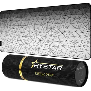 Hystar Erweitertes Gaming-Mauspad, 5 mm dick, wasserdichte Oberfläche, glattes Polyestergewebe und Naturkautschuk-Basis, Poly (weiß, XXXL 114,3 x 50,8 cm)