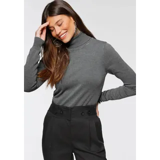 Bruno Banani Rollkragenpullover mit Metalllogo, grau