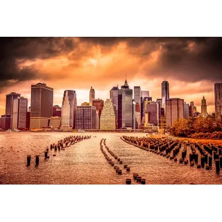 Papermoon Fototapete »New York Sonnenuntergang«, bunt