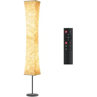 Tomons Dimmbare RGB LED Stehlampe mit Fernbedienung & Musiksynchronisation, Leselampe mit Weißem Stoffschatten für Wohnzimmer und Schlafzimmer