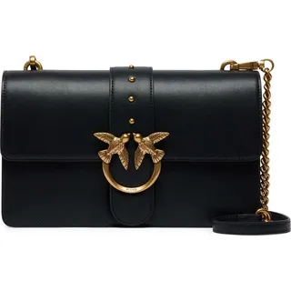 PINKO Love One Classic Umhängetasche Leder Black/Gold