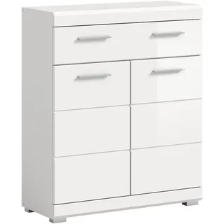 xonox.home Standschrank 74 cm x 88 cm x 31 cm Front Weiß Hochglanz FSC®