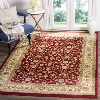 SAFAVIEH Lyndhurst Collection LNH312A Teppich, 150 x 200 cm, Rot und Elfenbein, traditionelles orientalisches Design, fusselfrei und pflegeleicht, ideal für stark frequentierte Bereiche im Wohnzimmer,