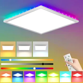 LED Deckenleuchte Dimmbar, 30W 3200LM RGB LED Deckenlampe mit Fernbedienung 3000K-6500K Deckenbeleuchtung IP54 Wasserfest LED Panel für Wohnzimmer Schlafzimmer Kinderzimmer Küche Badezimmer 30cm