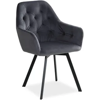Homestyle4u Polsterstuhl Samt grau drehbar