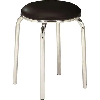 Boxxx Stapelhocker , Schwarz, Chromfarben , Metall, Textil , rund , 46x45x46 cm , stapelbar , Wohnzimmer, Sessel, Hocker, Sitzhocker