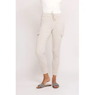 Cargohose ZHRILL "ZHDAISEY", Damen, Gr. XL, N-Gr, sand, Web, Obermaterial: 67% Baumwolle, 30% Lyocell, 3% Elasthan, unifarben, Hosen Cargohose, mit elastischem Bund und Kordelzug