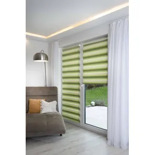 K-HOME K-Home® Klemmfix Doppelrollo Madrid ohne Bohren Farbverlauf Grün B55 x H200 cm