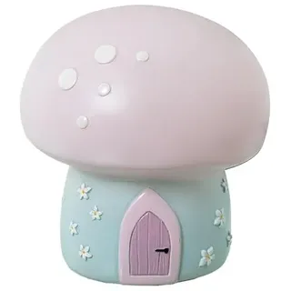 Tischlampe mit Pilz aus Polyresin, Blau, Weiß und Grau, 17 x 17 x 17 cm