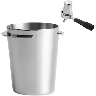 NOPVUFA 58mm Dosierbecher Kaffee, Espresso Dosing Cup aus Edelstahl, Dosierring mit Siebträger, Silber Espresso Messbecher Kaffee Zubehör für Barista, Zuhause, Cafe
