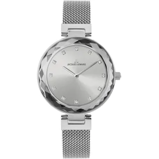 JACQUES LEMANS Damenuhr Milano massiv Edelstahl Swarovskisteine 1-2139B