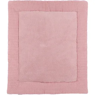 Meyco Laufgittereinlage Waffel Teddy, Baby Laufstall Einlage (Krabbelmatte für Babys, Spielmatte für Laufstall, 100% Baumwolle, 80 x 100 cm), Old Pink