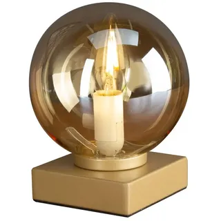 Tischlampe Glas Metall in Gold Bernstein 17,5cm Kugel Tischleuchte Wohnzimmer