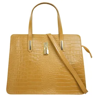 Cluty Henkeltasche Leder Gelb