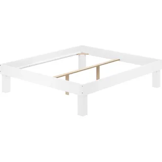 Holzbett Einzelbett Buche Bettrahmen Futonbett Breite wählbar mit hohen Füßen V-60.87W-H - Weiß