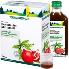 Schoenenberger - Granatapfel-Muttersaft - 3x 200 ml (600 ml) Glasflaschen - naturrein - Nahrungsergänzungsmittel - enthält 1,7 prozent Gesamt-Polyphenole - bio