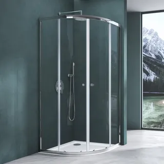 Mai & Mai Duschkabine 80x80 viertelkreis Dusche Duschabtrennung mit 2 Schiebetüren ESG-Sicherheitsglas Nano-Beschichtung Ravenna32K