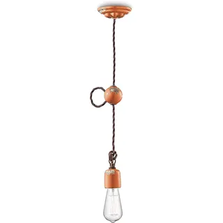 Aufhängung Vintage Keramik Orange 1 Licht E27 - Orange