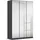 grau graumetallic B 136cm H 210cm T 54cm Holzwerkstoff Schränke Drehtürenschrank Spiegelfront inkl praktischer Inneneinteilung und Stoffboxen-Set