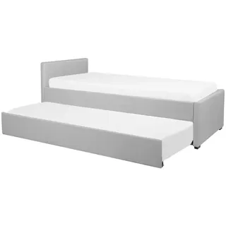 Beliani Tagesbett 90/200cm Hellgrau Marmande , Textil , 90x200 cm , Schlafzimmer, Betten