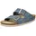 Damen Pantolette aus Veloursleder mit verstellbaren Schnallen Alba 5590, Größe:42 EU, Farbe:Blau - Blau