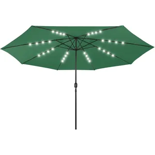vidaXL Sonnenschirm mit LED-Beleuchtung 400 cm Grün - Grün