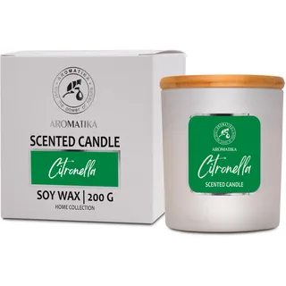 Duftkerze Citronella 200 g - Zitronella Kerze - Aroma Candle - Aromatherapie Sojawachs Kerze - Aromatherapie - Kerzen für Raumduft mit Citronella - Duftkerze im Glas - Idee für Muttertag - Geburtstag
