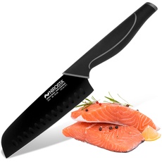 Santoku Messer Wave 30 cm – Hochwertiger Edelstahl – Santokumesser in Profi-Qualität für Gemüse, Fleisch & Co – Beschichtete Klinge für einfacheres Schneiden – Soft-Touch-Griff