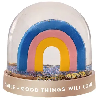 moses. Smile Schneekugel Rainbow, Schüttelkugel im Regenbogen Design mit Glitzer und goldenen Smileys, Funkelnde Regenbogen-Schneekugel, Glitzerkugel als Geschenk