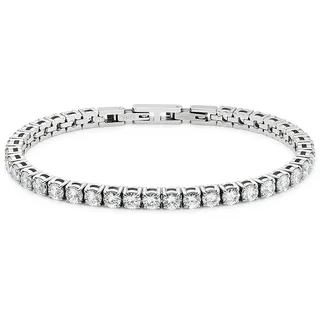 Bruno Banani Tennisarmband Edelstahl schwarz mit Zirkonia 19 cm