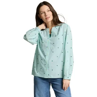Klassische Bluse TOM TAILOR, Damen, Gr. 38, blau haze heart design, Web, Obermaterial: 100% Baumwolle, bedruckt, regular fit normal, Manschette, Blusen Klassische Bluse, mit All-Over Print