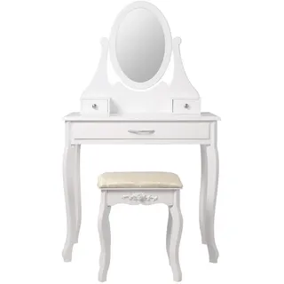 Ml-Design Schminktisch rechteckig Weiß 75/140/40 cm , Weiß Hochglanz , Holzwerkstoff , 40x140x75 cm , Schlafzimmer, Schminktische