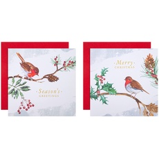 Hallmark Weihnachtskarten für Wohltätigkeitsorganisationen, traditionelles Rotkehlchen-Design, 16 Stück, 25572285, Rotkehlchen-Weihnachtskarten-Set