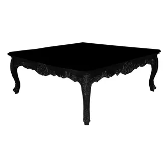Casa Padrino Barock Couchtisch quadratisch Schwarz, 119 x 119 x 48 cm, handgefertigtes Antik Stil Replikat - Schwarz