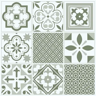 d-c-fix 11er Pack selbstklebende Bodenfliesen Oriental Tiles Green - Vinylboden PVC Bodenbelag Klebefliesen Boden Fliesenfolie Vinyl Fliesen Küche Bad Flur 30x30 cm