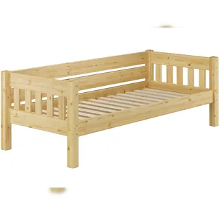 Erst-Holz Kieferbett natur Einzelbett 90x200 Massivholz-Bettgestell Sofabett mit wählbarem Zubehör V-60.53-09Rollrost inkl. - Naturbelassen