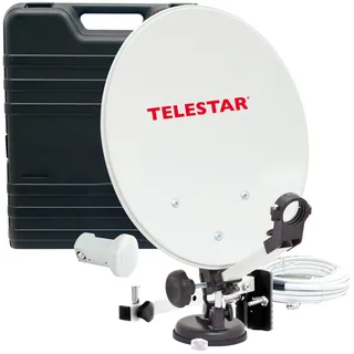 Telestar Camping-Sat-Anlage (Hartschalenkoffer, 13,7 Zoll (35 cm) Spiegel , Single-LNB (0,1dB), Kompass, Kabel 10m, diverse Halter)