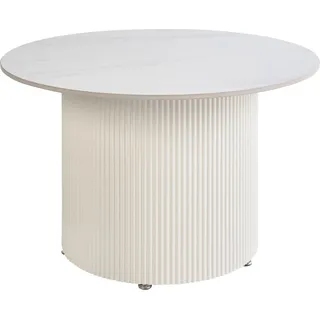 BELIANI Couchtisch Hellbeige Platte aus gesintertem Stein Metallgestell ø 70 cm Natürlicher Look Modernes Design Wohnzimmer - Beige, Weiß