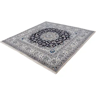 morgenland Orientteppich »Perser - Nain quadratisch - 200 x 194 cm - dunkelblau«, quadratisch, 10 mm Höhe, Wohnzimmer, Handgeknüpft, Einzelstück mit Zertifikat, blau