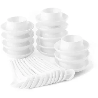 Holst Porzellan EB 1171 Set 24 Porzellan Eierbecher-Set mit Ablage & Löffel 24-TLG., weiß
