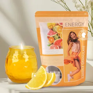 Kerzengranulat Zitrusfrüchte, Kerzensand mit Citronella & Citrusduft, 400 g, DIY Kerzenset mit 4 Dochten, palmölfrei & rußfrei, aus deutschen Rohstoffen, wiederverwendbar, für Duftkerzen & Windlichter
