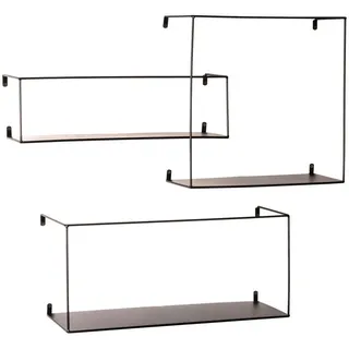 Wandregalset , Schwarz , Metall , 59x23x43 cm , Wohnzimmer, Regale, Wandregale