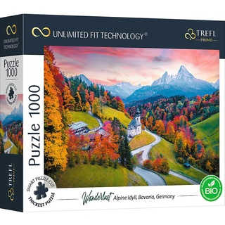 Trefl 10703 1000 Elemente, Dickster Karton, Bio, ÖKO, Alpen, Deutschland, Bayern, Berge, Unterhaltung für Erwachsene und Kinder ab 12 Jahren, Puzzle Wanderlust: Alpine Idyll, Bavaria, Germany